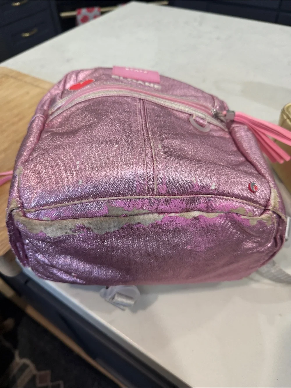 STATE Pink Metallic Sloane Mini Backpack with Tassels